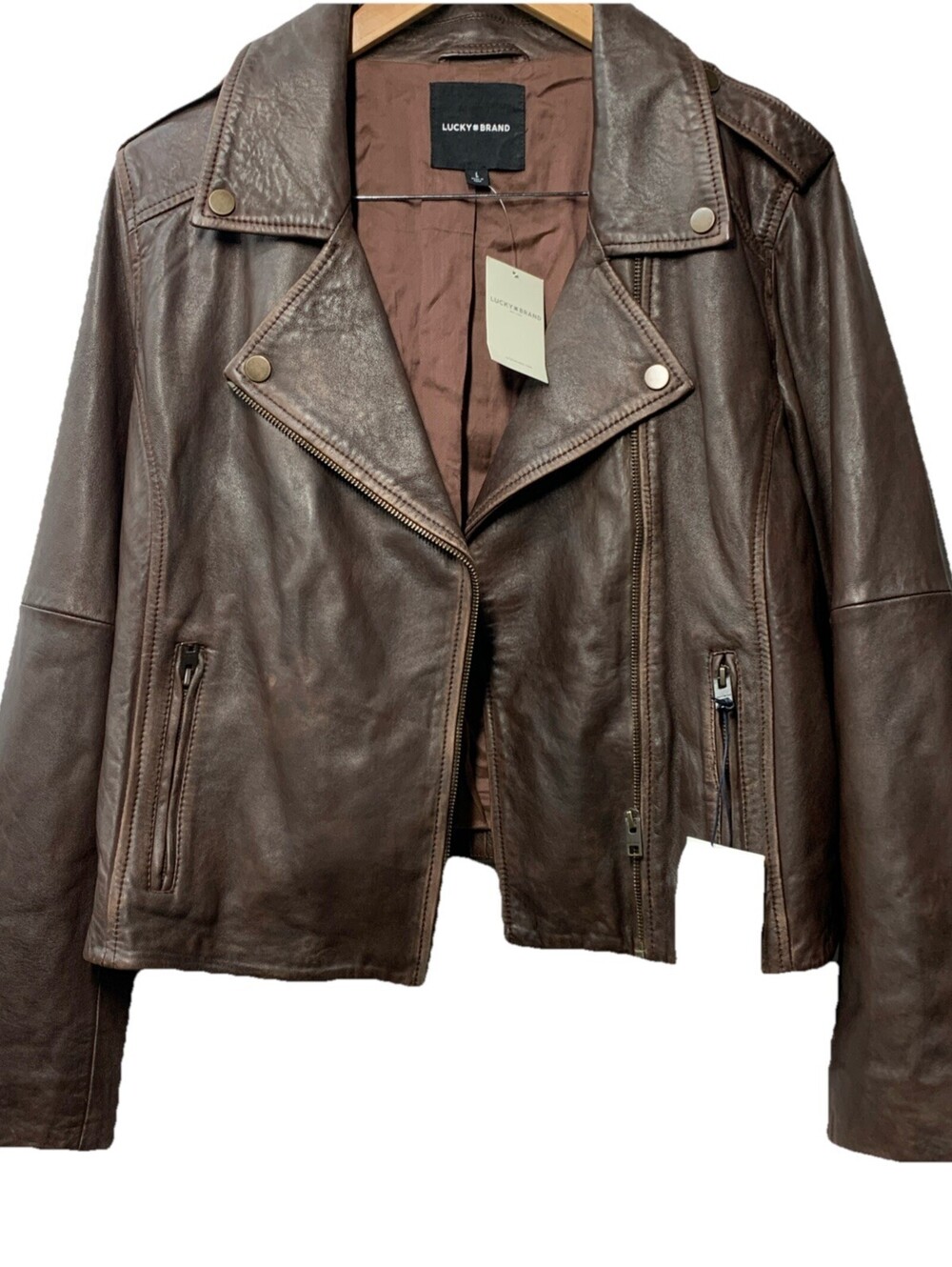 Lucky Brand Women's Jacket Classic Moto Biker Style Long Sleeve w/Pocket Size L